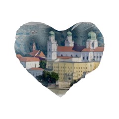 Architecture Old Sky Travel Standard 16  Premium Flano Heart Shape Cushions by Simbadda