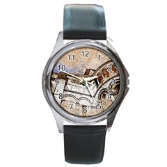 Building Architecture Columns Round Metal Watch by Simbadda
