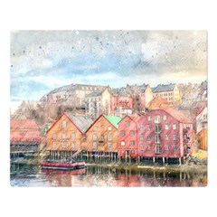 Architecture City Buildings River Double Sided Flano Blanket (large)  by Simbadda