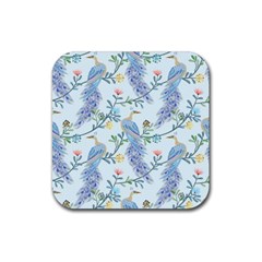 Beautiful Peacock Seamless Pattern Rubber Coaster (square)  by Vaneshart