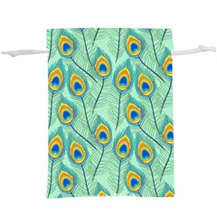 Lovely Peacock Feather Pattern With Flat Design  Lightweight Drawstring Pouch (xl) by Vaneshart