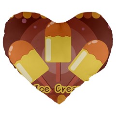 Cream Sweet Icecream Large 19  Premium Heart Shape Cushions by Bajindul