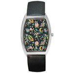 Texture Patterns Aliens Rockets Space Barrel Style Metal Watch Front