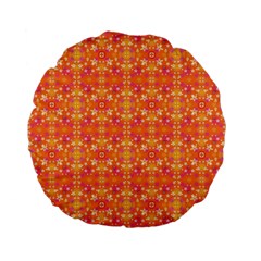  Pattern Abstract Orange Standard 15  Premium Flano Round Cushions by Simbadda
