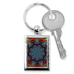 Abstract Art Blue Orange Key Chain (rectangle) by Simbadda