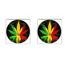 Cannabis Leaf Color Cufflinks (square) by Vaneshart
