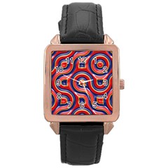 Pattern Curve Design Rose Gold Leather Watch  by Vaneshart