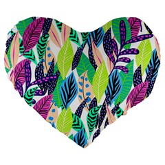 Leaves  Large 19  Premium Heart Shape Cushions by Sobalvarro