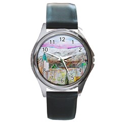 Mendoza City Argentina Mountains Round Metal Watch by Wegoenart