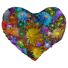 Apo Flower Power  Large 19  Premium Heart Shape Cushions by WolfepawFractals
