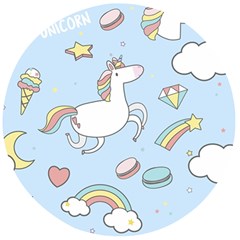 Unicorn Seamless Pattern Background Vector Wooden Bottle Opener (round) by Sobalvarro