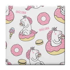 Unicorn Seamless Pattern Background Vector (1) Tile Coaster by Sobalvarro