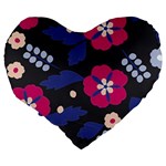 Vector Seamless Flower And Leaves Pattern Large 19  Premium Flano Heart Shape Cushions Back