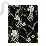Trending Abstract Seamless Pattern With Colorful Tropical Leaves Plants Black Background Drawstring Pouch (5XL) Back