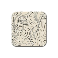 Topographic Lines Background Salmon Colour Shades Rubber Square Coaster (4 Pack)  by Vaneshart
