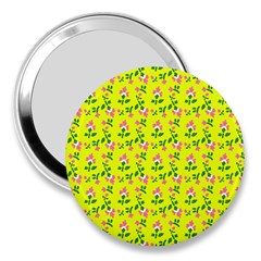 Carnation Pattern Yellow 3  Handbag Mirrors by snowwhitegirl