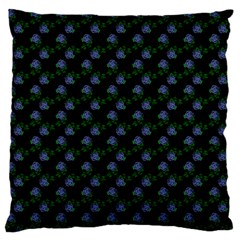 Vintage Blue Roses Black Large Flano Cushion Case (one Side) by snowwhitegirl