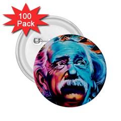 Albert Einstein Retro Wall Graffiti Blue Pink Orange Modern Urban Art Grunge 2 25  Buttons (100 Pack)  by genx