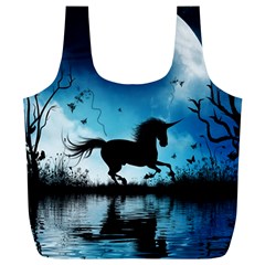 Wonderful Unicorn Silhouette In The Night Full Print Recycle Bag (xl) by FantasyWorld7