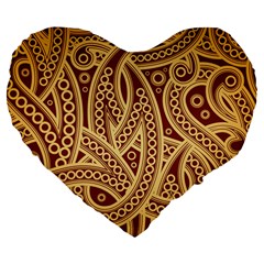 Fine Pattern Large 19  Premium Heart Shape Cushions by Sobalvarro