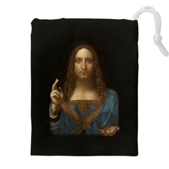 Salvator Mundi Leonardo Davindi 1500 Jesus Christ Savior Of The World Original Paint Most Expensive In The World Drawstring Pouch (5xl) by snek