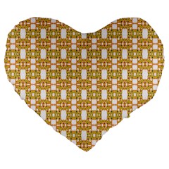Yellow  White  Abstract Pattern Large 19  Premium Flano Heart Shape Cushions by BrightVibesDesign