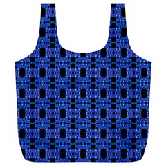 Blue Black Abstract Pattern Full Print Recycle Bag (xl) by BrightVibesDesign