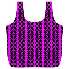 Circles Lines Black Pink Full Print Recycle Bag (xl) by BrightVibesDesign