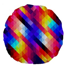 Abstract Blue Background Colorful Pattern Large 18  Premium Flano Round Cushions by HermanTelo