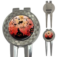 Funny Halloween Design, Cat, Pumpkin And Witch 3-in-1 Golf Divots by FantasyWorld7