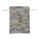 Marble neon retro light gray with gold yellow veins texture floor background retro neon 80s style neon colors print luxuous real marble Lightweight Drawstring Pouch (L) Back