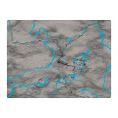 Marble Light Gray With Bright Cyan Blue Veins Texture Floor Background Retro Neon 80s Style Neon Colors Print Luxuous Real Marble Double Sided Flano Blanket (mini)  by genx