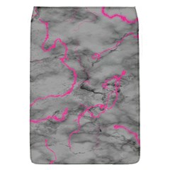 Marble Light Gray With Bright Magenta Pink Veins Texture Floor Background Retro Neon 80s Style Neon Colors Print Luxuous Real Marble Removable Flap Cover (s) by genx