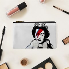 Banksy Graffiti Uk England God Save The Queen Elisabeth With David Bowie Rockband Face Makeup Ziggy Stardust Cosmetic Bag (xs) by snek