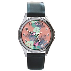 Leaves Round Metal Watch by Sobalvarro