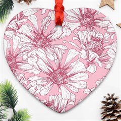 Pink Flowers Ornament (heart) by Sobalvarro