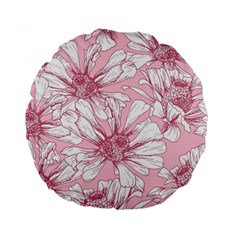 Pink Flowers Standard 15  Premium Round Cushions by Sobalvarro