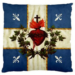 Quebec Flag Drapeau Québec Patriote Carillon Sacré-coeur Christian Catholic Old Vintage With Fleurs De Lys Standard Flano Cushion Case (two Sides) by Quebec