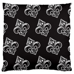 French France Fleur De Lys Metal Pattern Black And White Antique Vintage Black Rocker Large Cushion Case (two Sides) by Quebec