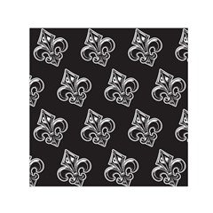 French France Fleur De Lys Metal Pattern Black And White Antique Vintage Black Rocker Small Satin Scarf (square) by Quebec