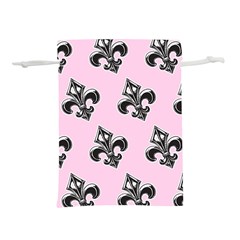 French France Fleur De Lys Metal Pattern Black And White Antique Vintage Pink And Black Rocker Lightweight Drawstring Pouch (s) by Quebec