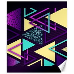 Retrowave Aesthetic Vaporwave Retro Memphis Triangle Pattern 80s Yellow Turquoise Purple Canvas 8  X 10  by genx