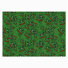 Pepe The Frog Perfect A-ok Handsign Pattern Praise Kek Kekistan Smug Smile Meme Green Background Large Glasses Cloth (2 Sides) by snek