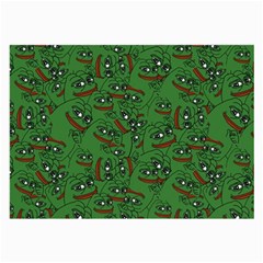 Pepe The Frog Perfect A-ok Handsign Pattern Praise Kek Kekistan Smug Smile Meme Green Background Large Glasses Cloth (2 Sides) by snek