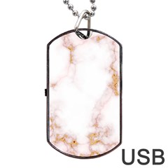 Pink And White Marble Texture With Gold Intrusions Pale Rose Background Dog Tag Usb Flash (two Sides) by genx