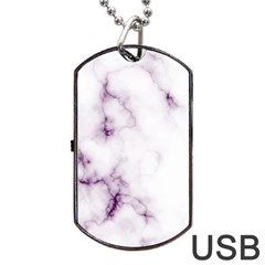 White Marble Violet Purple Veins Accents Texture Printed Floor Background Luxury Dog Tag Usb Flash (two Sides) by genx