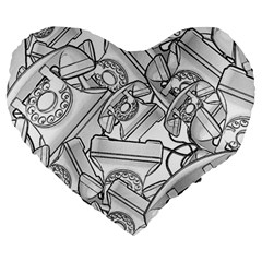 Phone Dial Communication Technology Large 19  Premium Heart Shape Cushions by Wegoenart