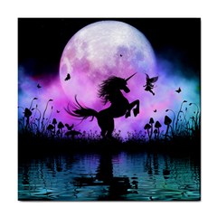 Wonderful Unicorn With Fairy In The Night Tile Coaster by FantasyWorld7