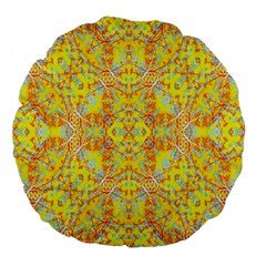 Vivid Warm Ornate Pattern Large 18  Premium Flano Round Cushions by dflcprintsclothing