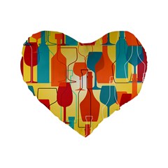 I Love Wine Standard 16  Premium Flano Heart Shape Cushions by designsbymallika